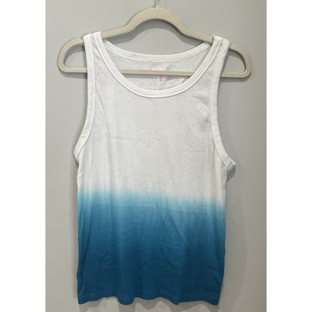 Juicy Couture Sport Tank Top Tank Women's XL White Blue Ombré Racerback Y2K